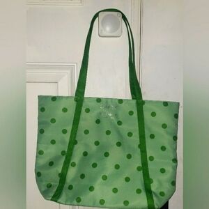 Kate Spade X CLINIQUE Green Polka Dot Tote EUC